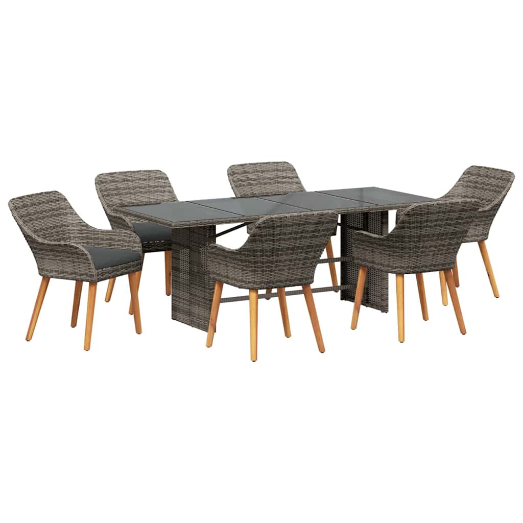 Ensemble de salle à manger pour jardin 7 pcs Gris polyrotin