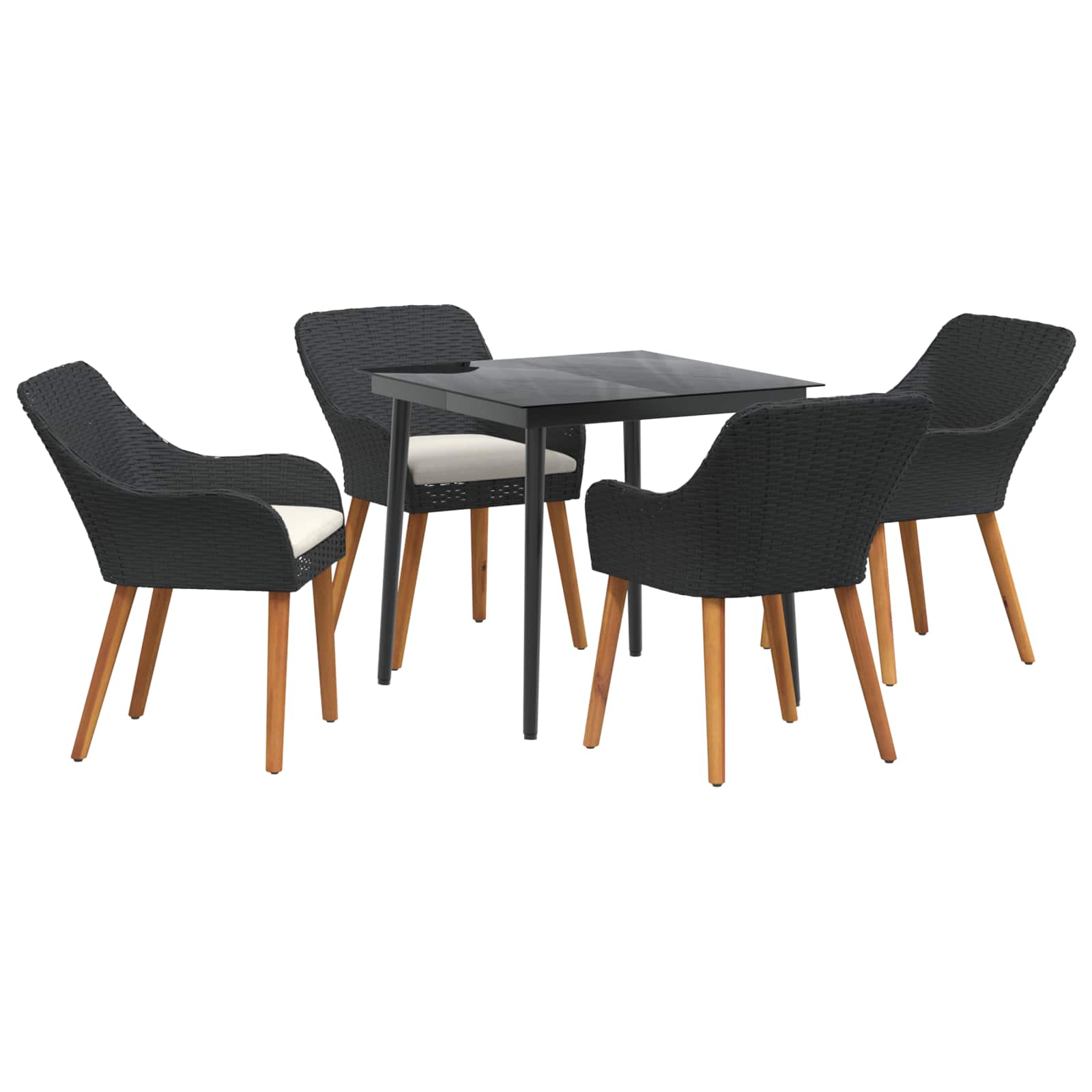 Ensemble de salle à manger pour jardin 5 pcs Noir polyrotin