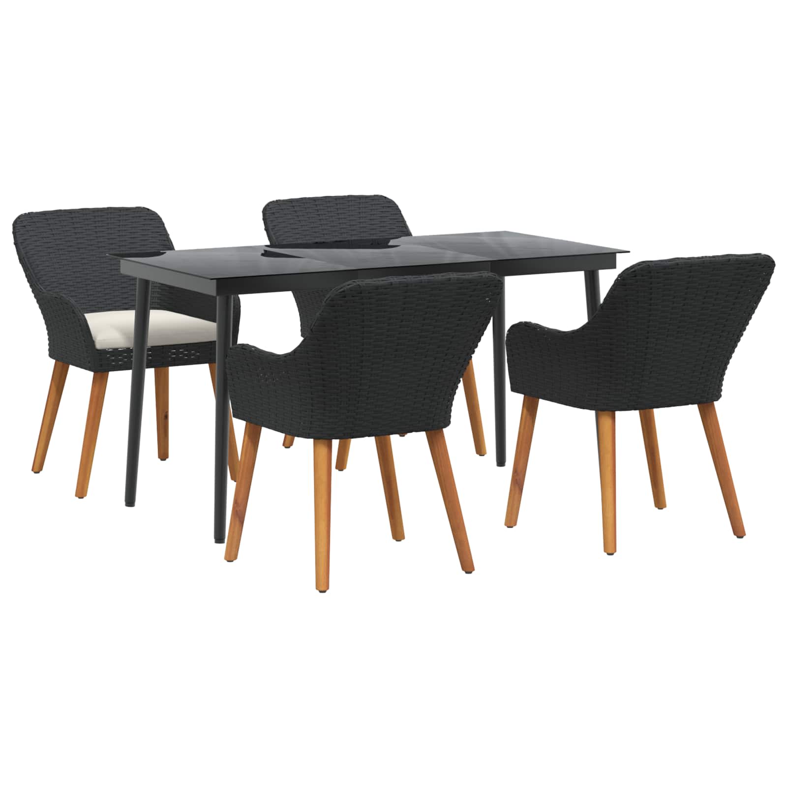 Ensemble de salle à manger pour jardin 5 pcs Noir polyrotin