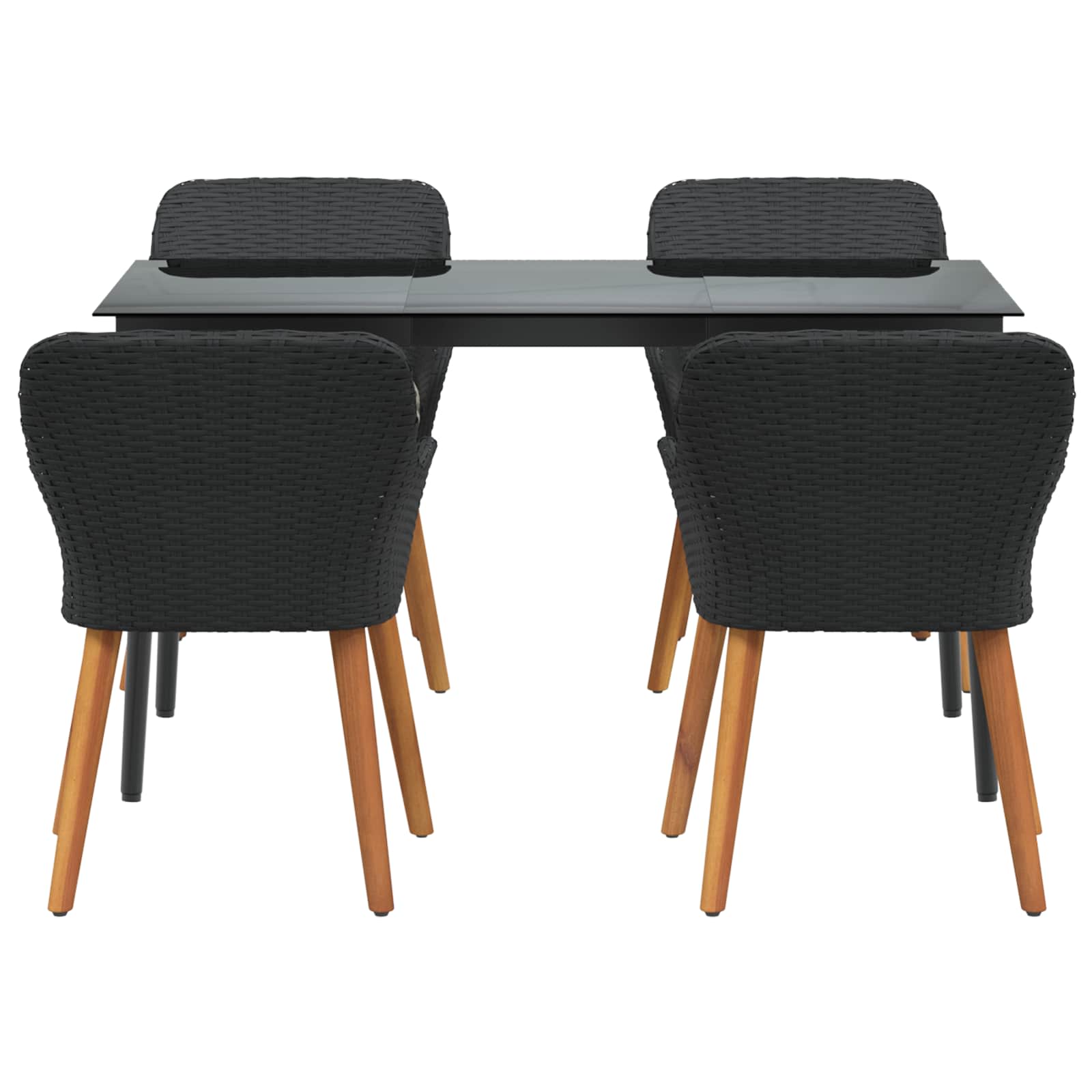 Ensemble de salle à manger pour jardin 5 pcs Noir polyrotin