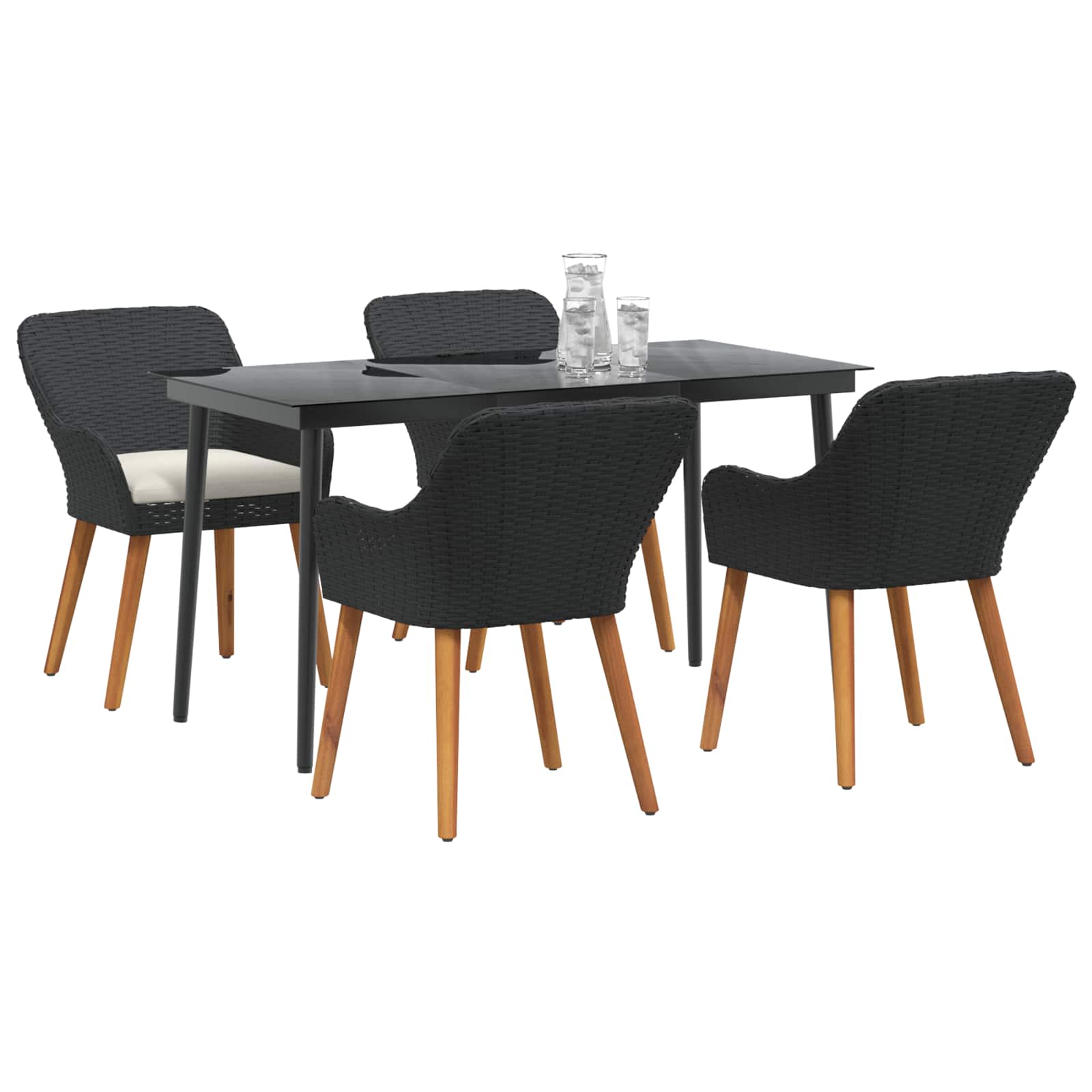Ensemble de salle à manger pour jardin 5 pcs Noir polyrotin