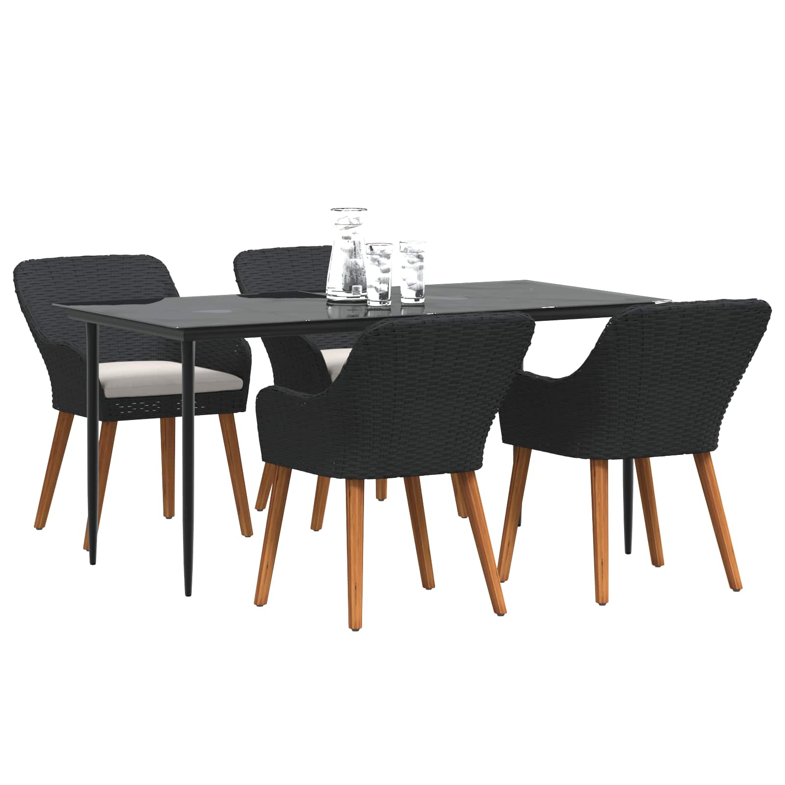 Ensemble de salle à manger pour jardin 5 pc Noir polyrotin - XIOS
