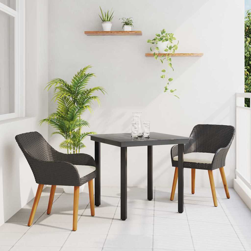 Ensemble de salle à manger pour jardin 3 pc Noir polyrotin - XIOS