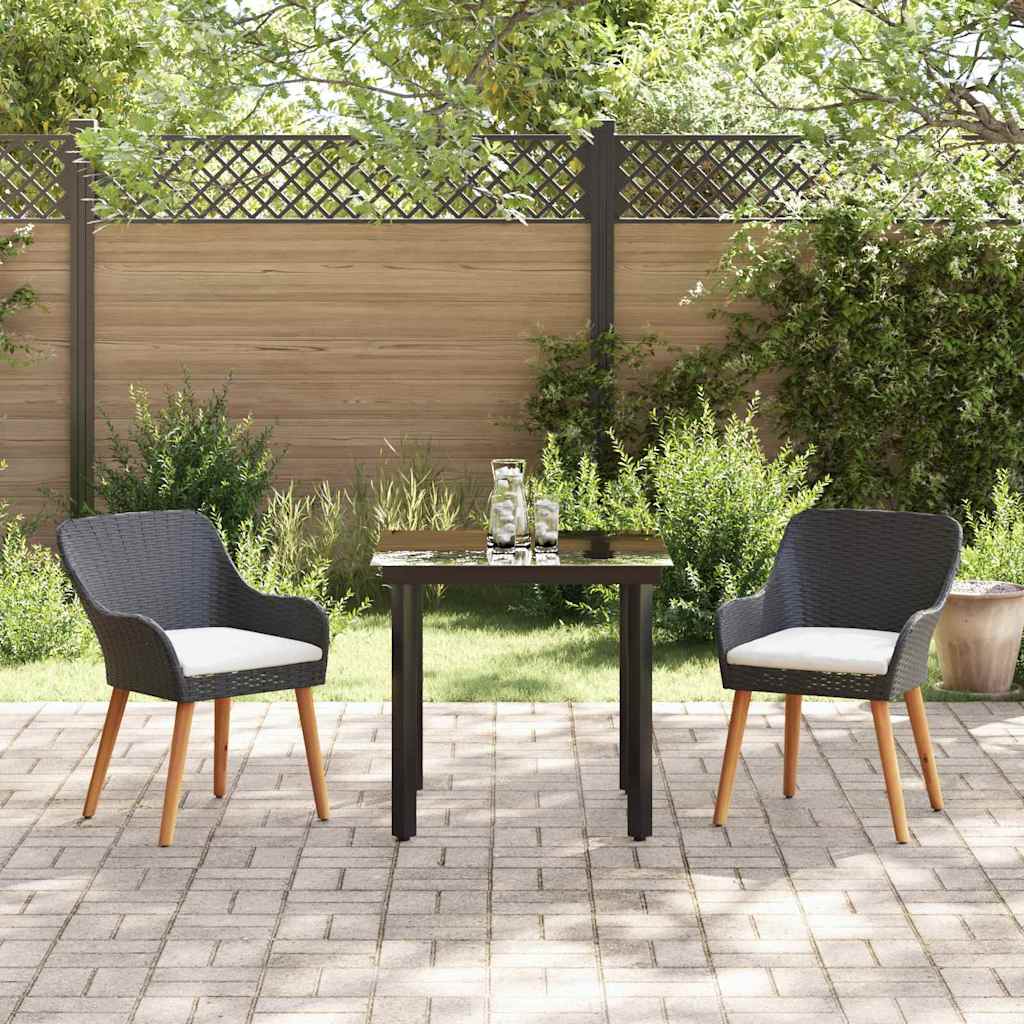 Ensemble de salle à manger pour jardin 3 pc Noir polyrotin - XIOS