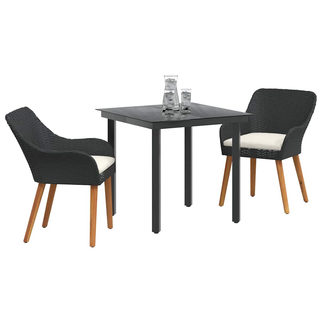 Ensemble de salle à manger pour jardin 3 pc Noir polyrotin - XIOS