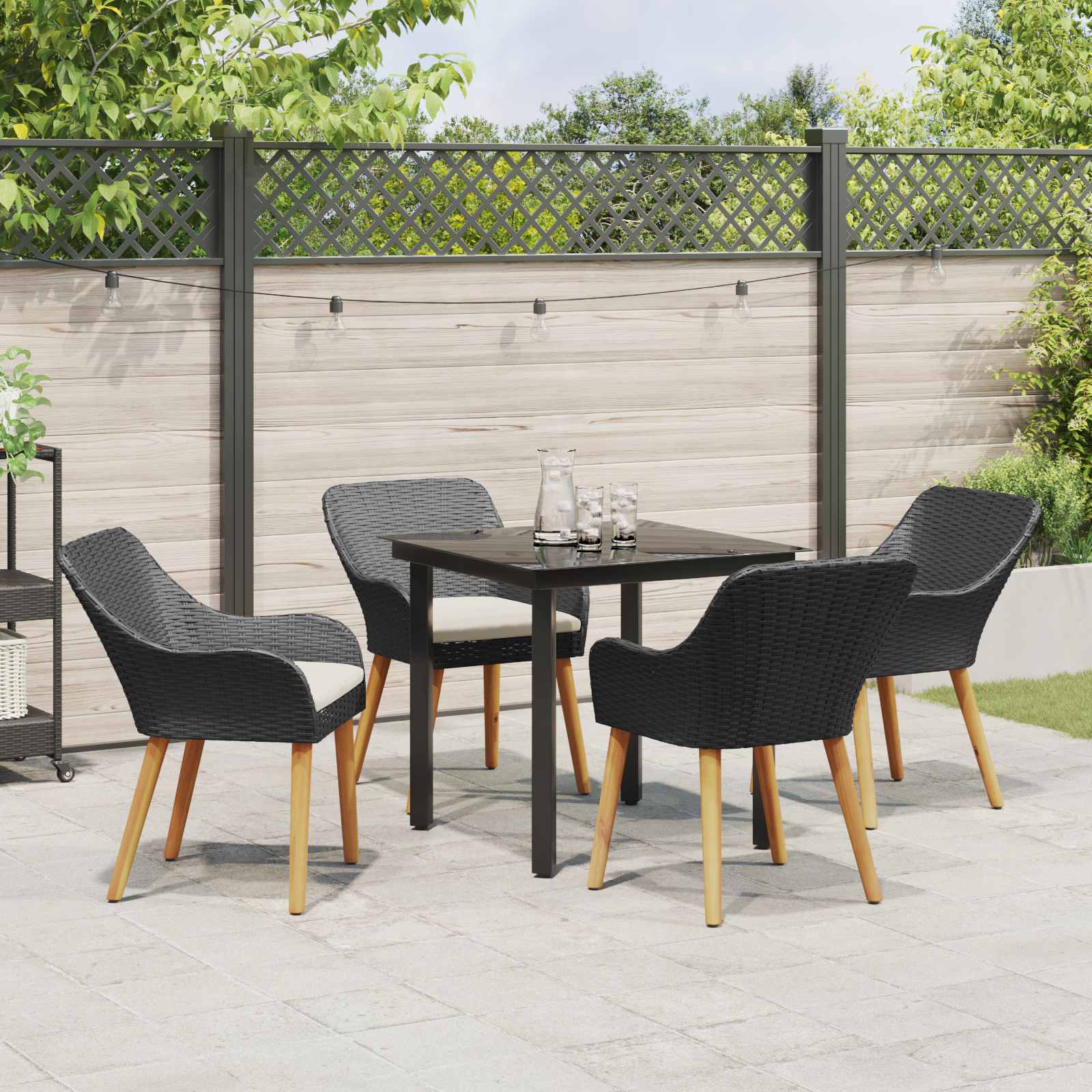 Ensemble de salle à manger pour jardin 5 pc Noir polyrotin - XIOS