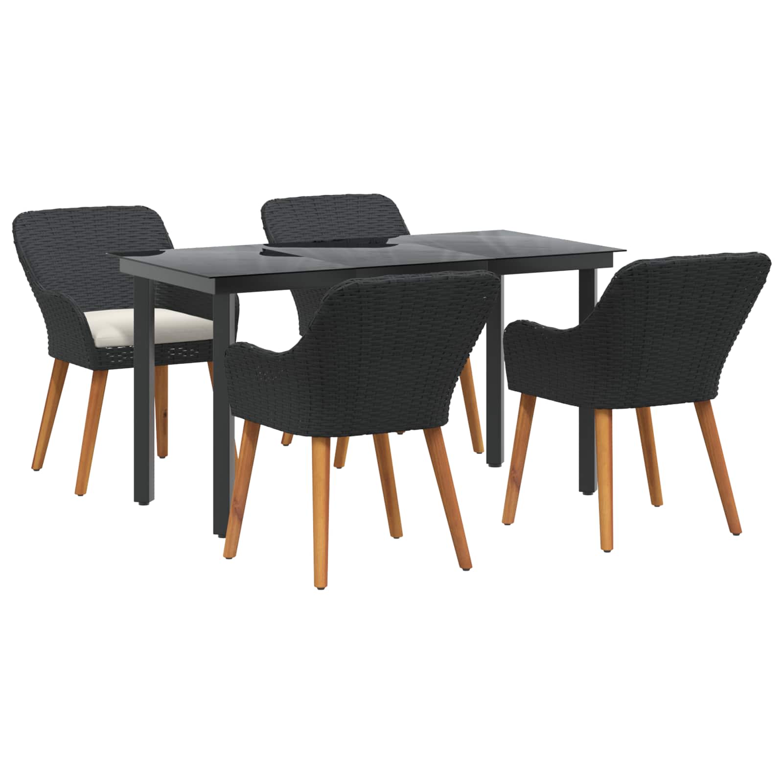 Ensemble de salle à manger pour jardin 5 pcs Noir polyrotin