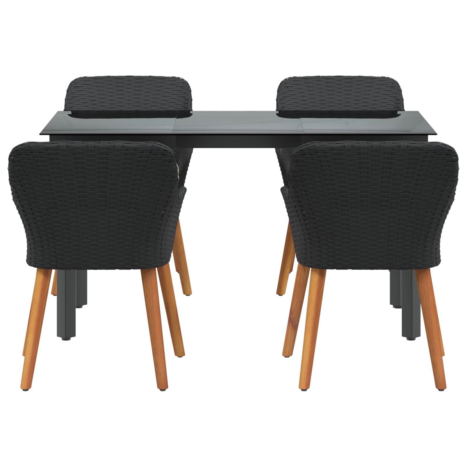 Ensemble de salle à manger pour jardin 5 pcs Noir polyrotin