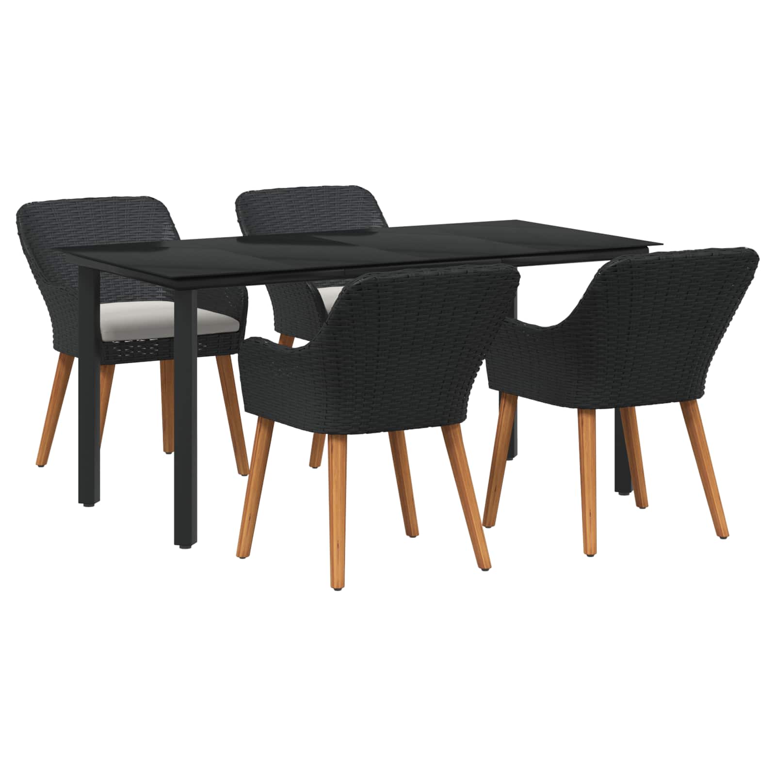 Ensemble de salle à manger pour jardin 5 pc Noir polyrotin - XIOS
