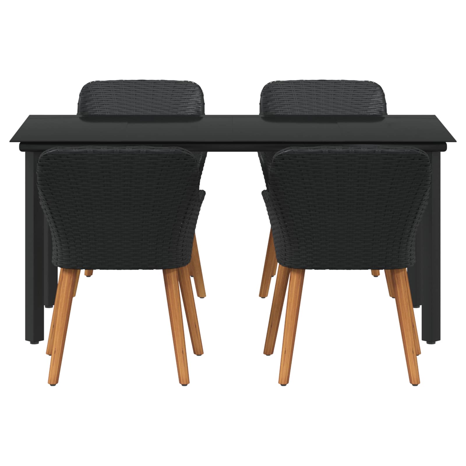 Ensemble de salle à manger pour jardin 5 pcs Noir polyrotin