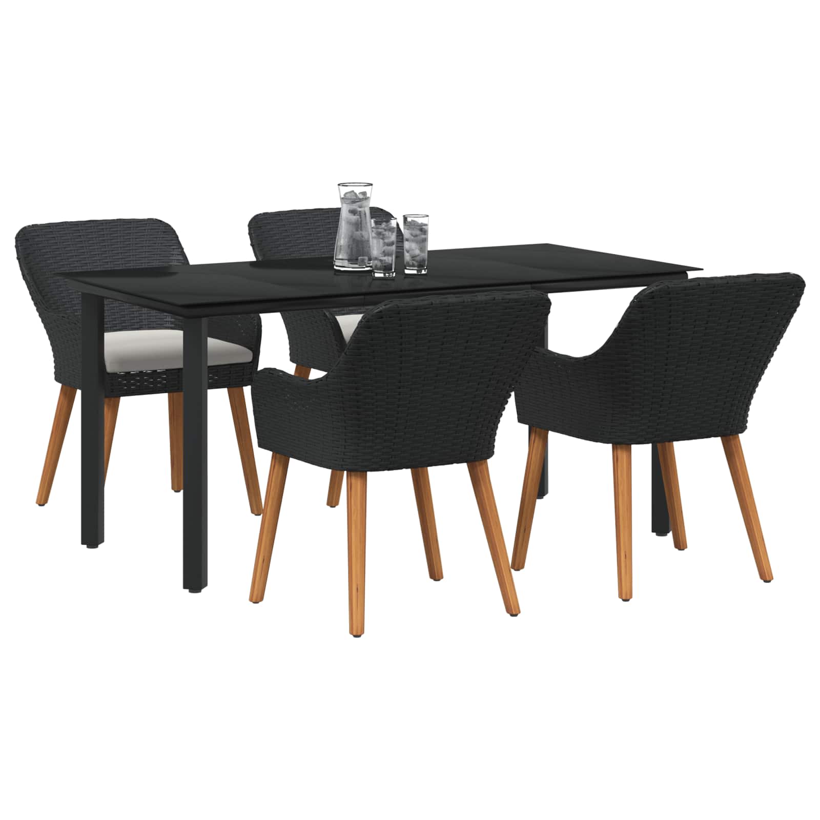 Ensemble de salle à manger pour jardin 5 pcs Noir polyrotin