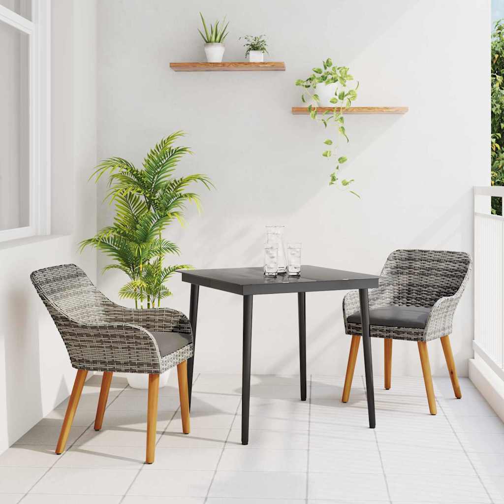 Ensemble de salle à manger pour jardin 3 pc Gris polyrotin - XIOS