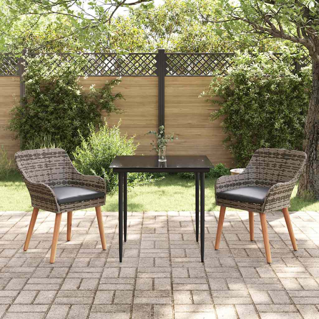 Ensemble de salle à manger pour jardin 3 pc Gris polyrotin - XIOS