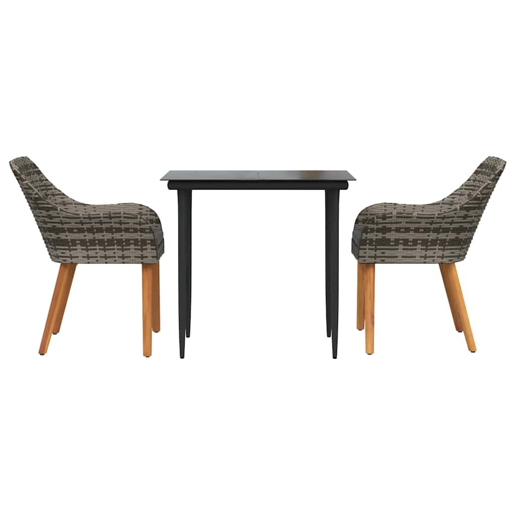 Ensemble de salle à manger pour jardin 3 pc Gris polyrotin - XIOS