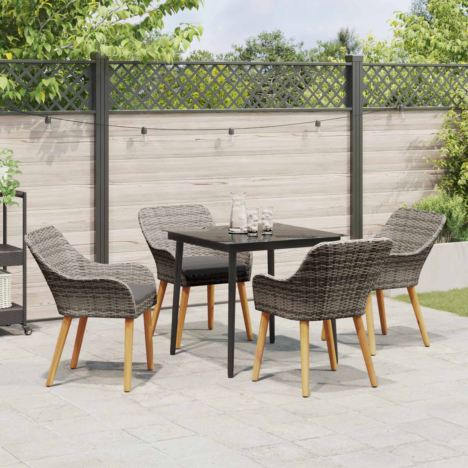 Ensemble de salle à manger pour jardin 5 pc Gris polyrotin - XIOS