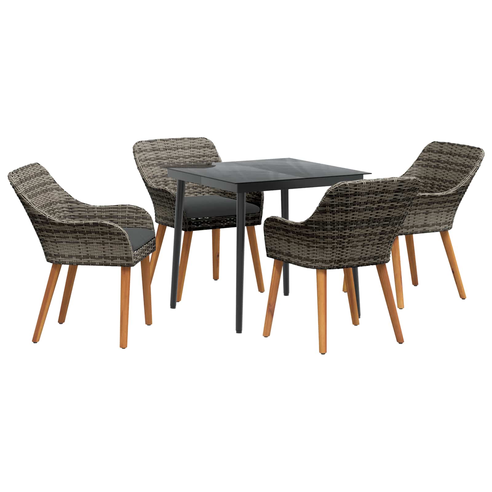 Ensemble de salle à manger pour jardin 5 pcs Gris polyrotin