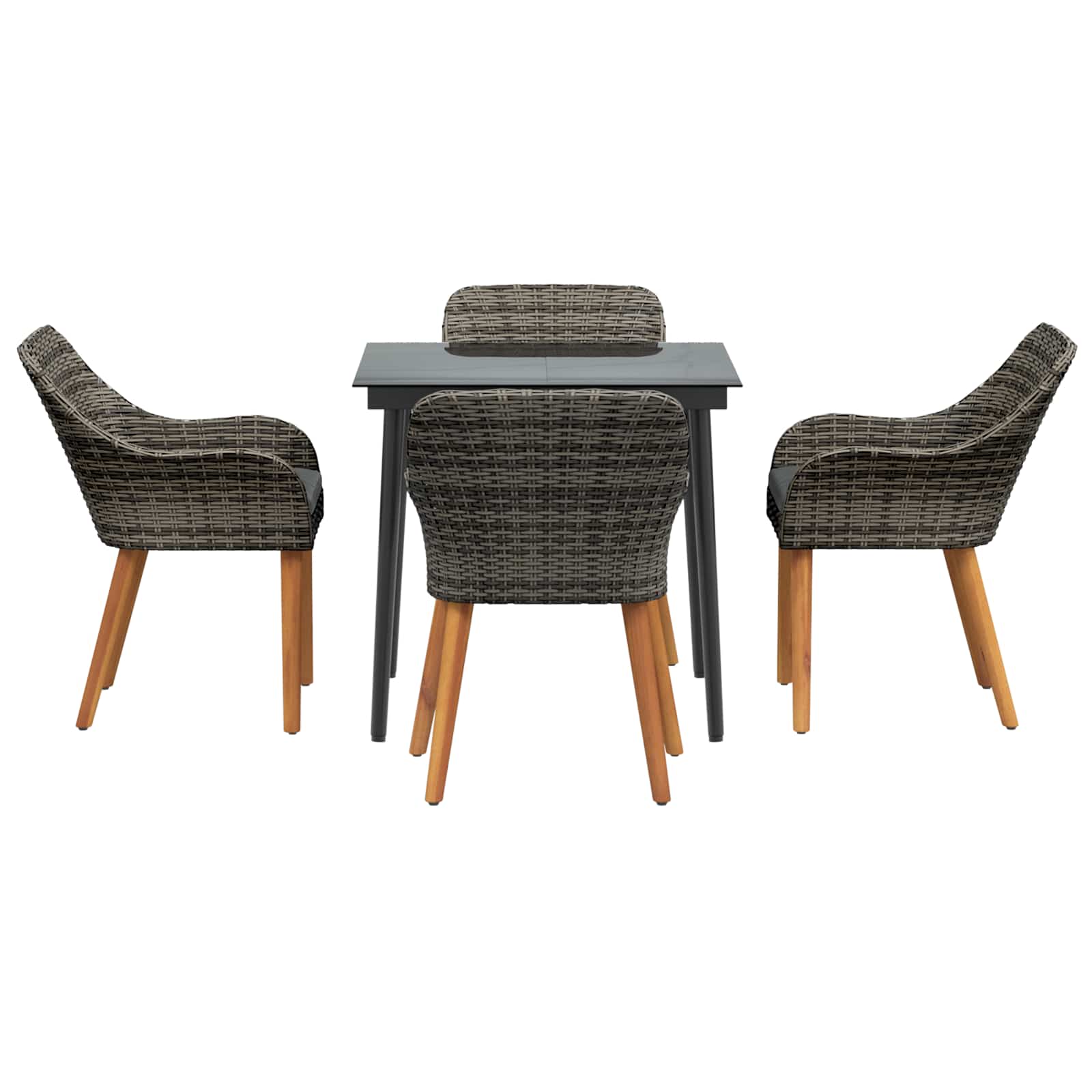 Ensemble de salle à manger pour jardin 5 pcs Gris polyrotin