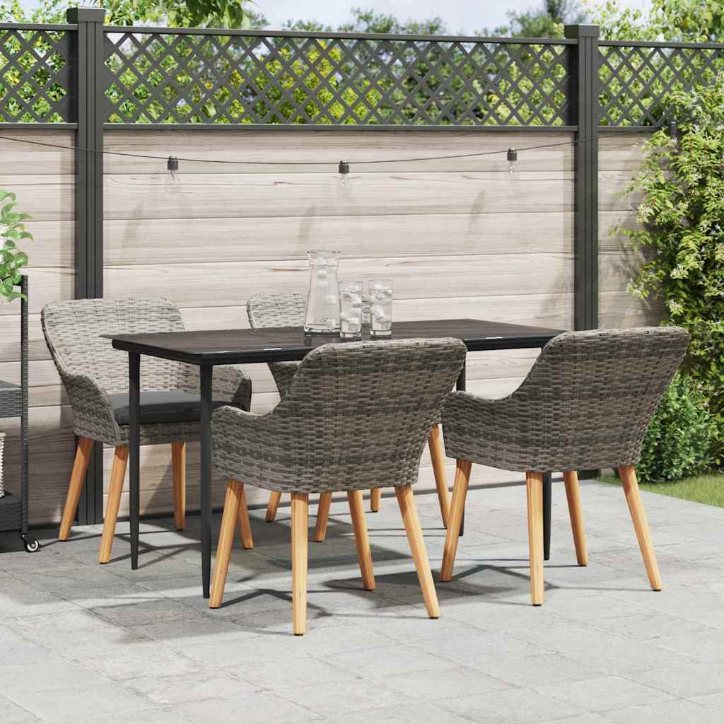 Ensemble de salle à manger pour jardin 5 pc Gris polyrotin - XIOS