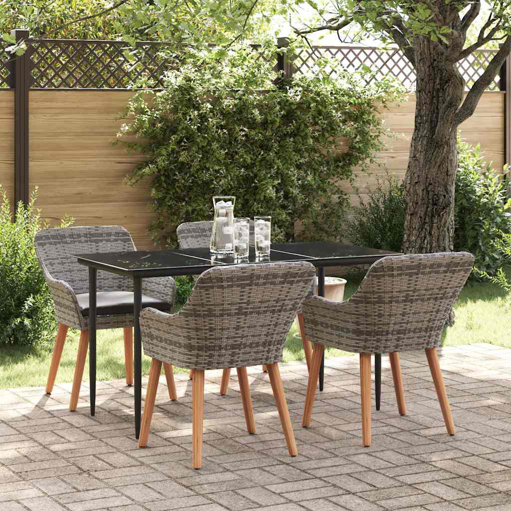 Ensemble de salle à manger pour jardin 5 pc Gris polyrotin - XIOS