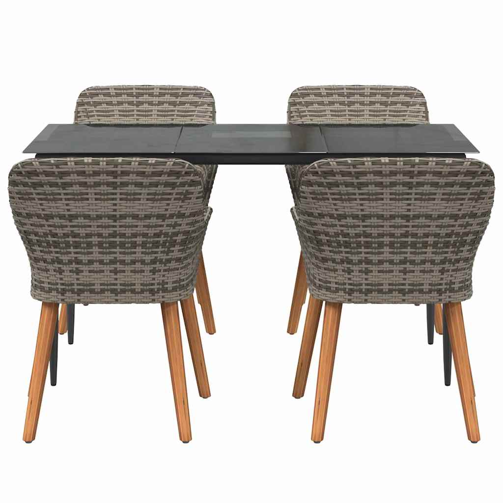 Ensemble de salle à manger pour jardin 5 pcs Gris polyrotin
