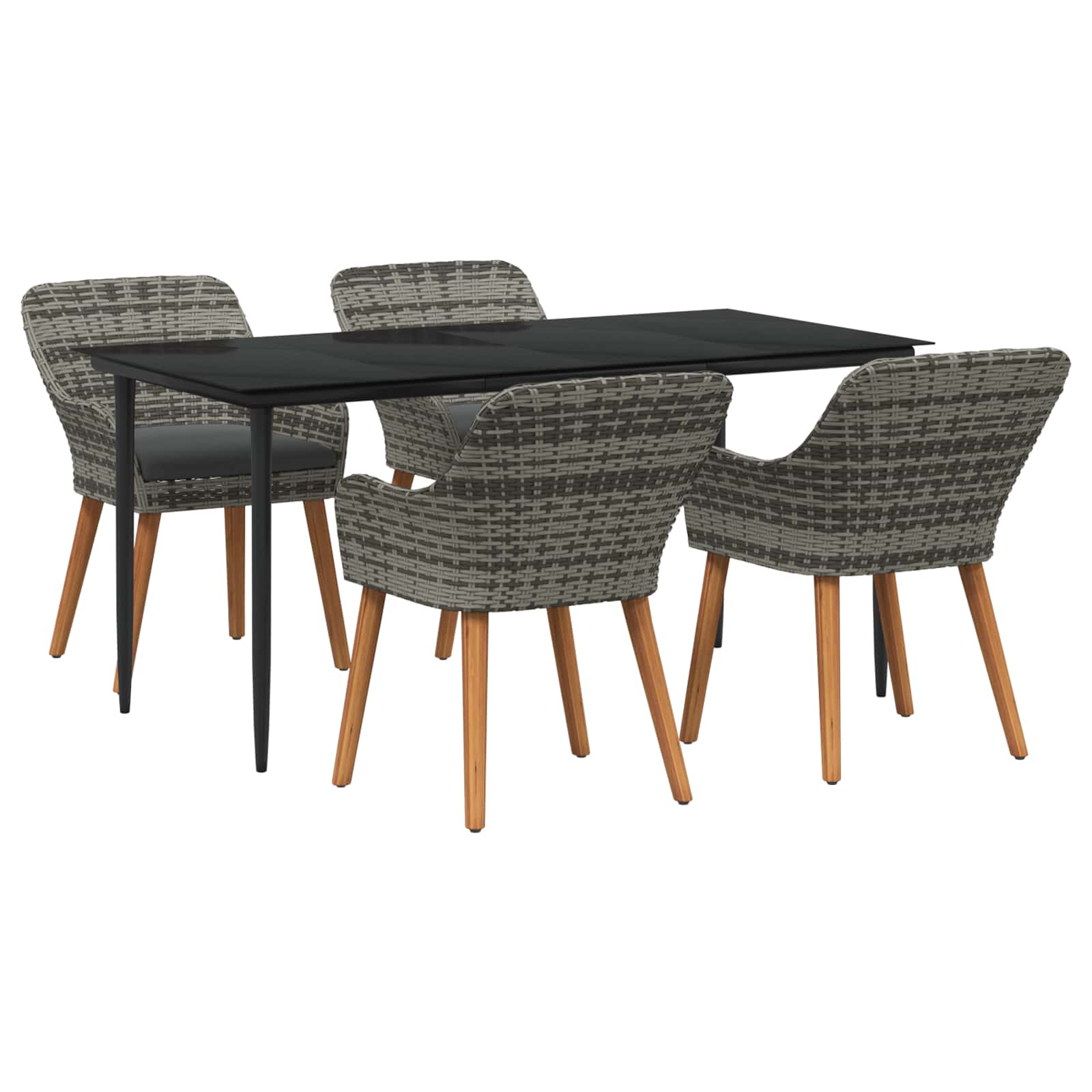 Ensemble de salle à manger pour jardin 5 pc Gris polyrotin - XIOS