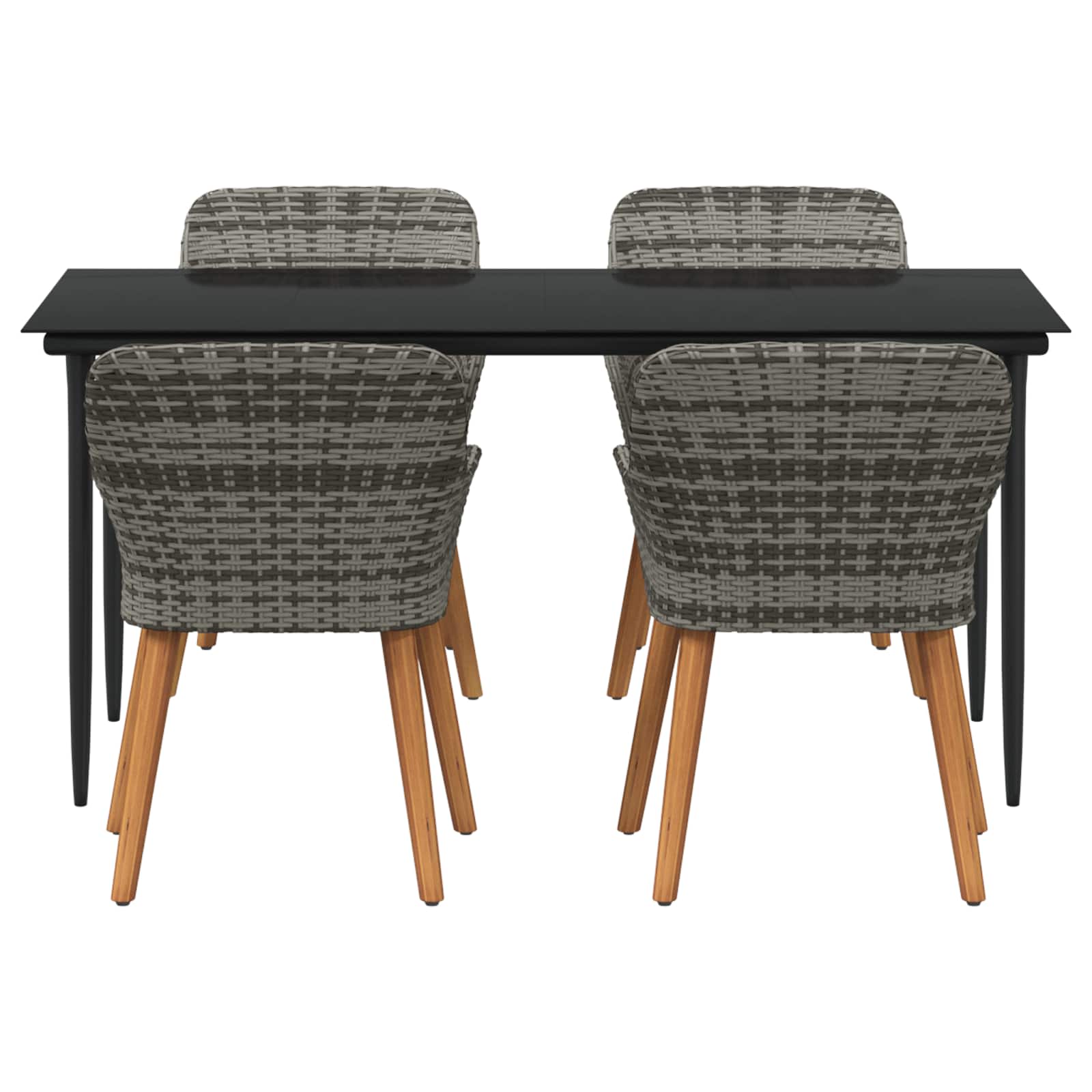 Ensemble de salle à manger pour jardin 5 pc Gris polyrotin - XIOS