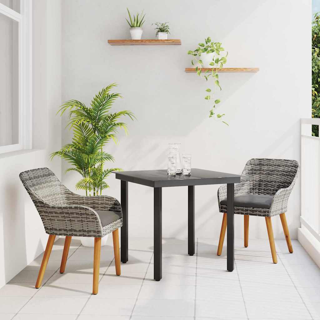 Ensemble de salle à manger pour jardin 3 pc Gris polyrotin - XIOS
