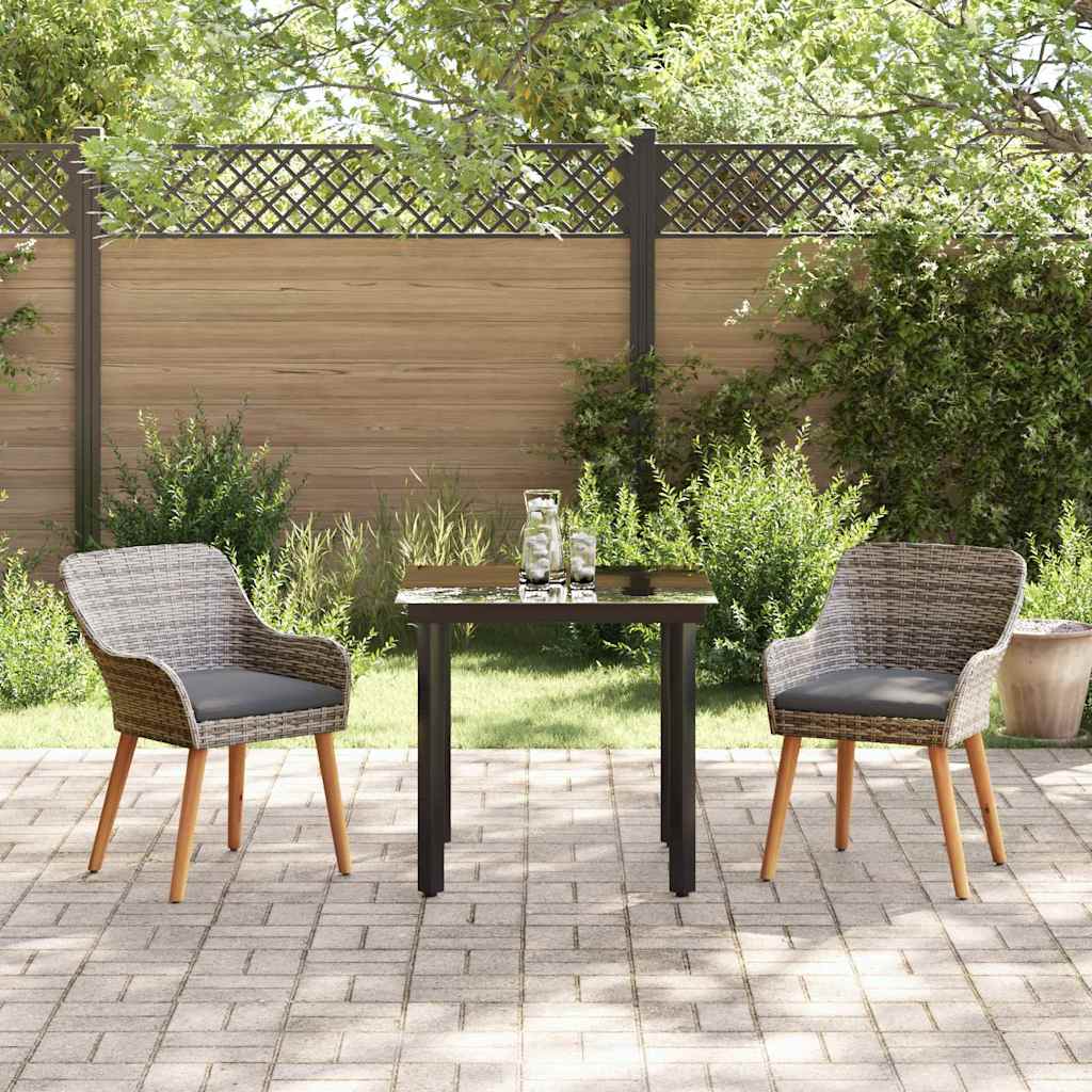Ensemble de salle à manger pour jardin 3 pc Gris polyrotin - XIOS
