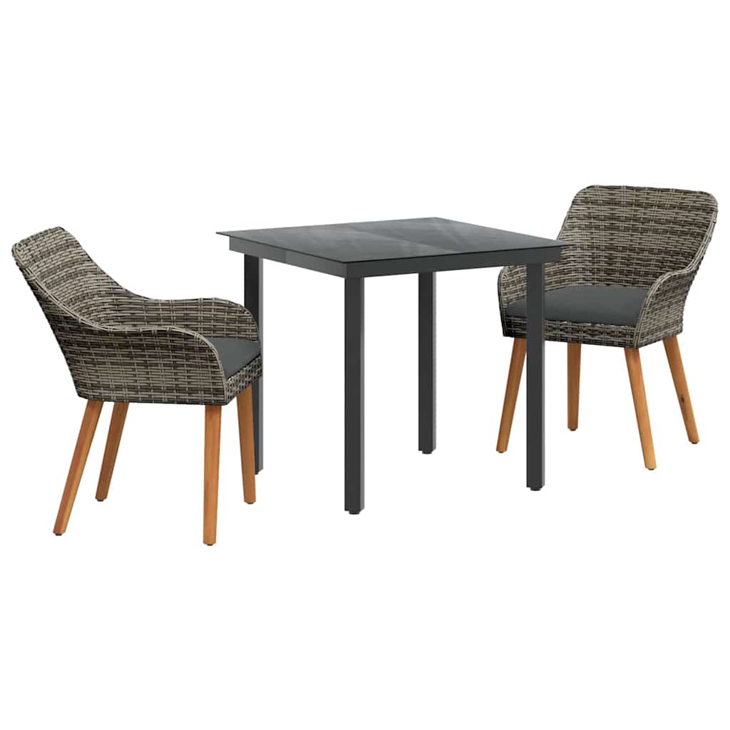 Ensemble de salle à manger pour jardin 3 pcs Gris polyrotin
