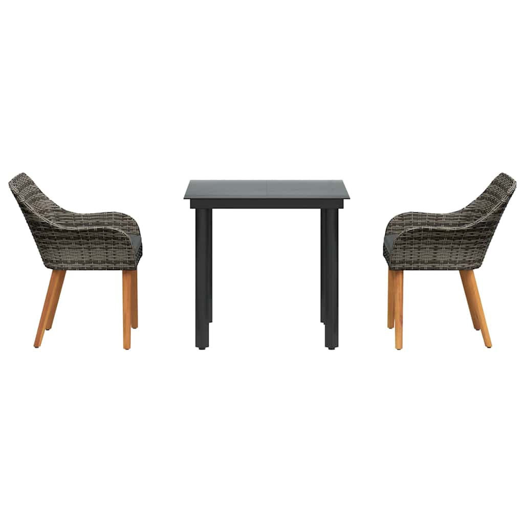 Ensemble de salle à manger pour jardin 3 pcs Gris polyrotin