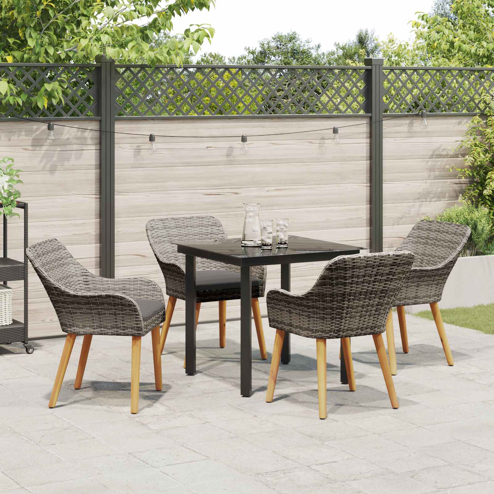 Ensemble de salle à manger pour jardin 5 pc Gris polyrotin - XIOS