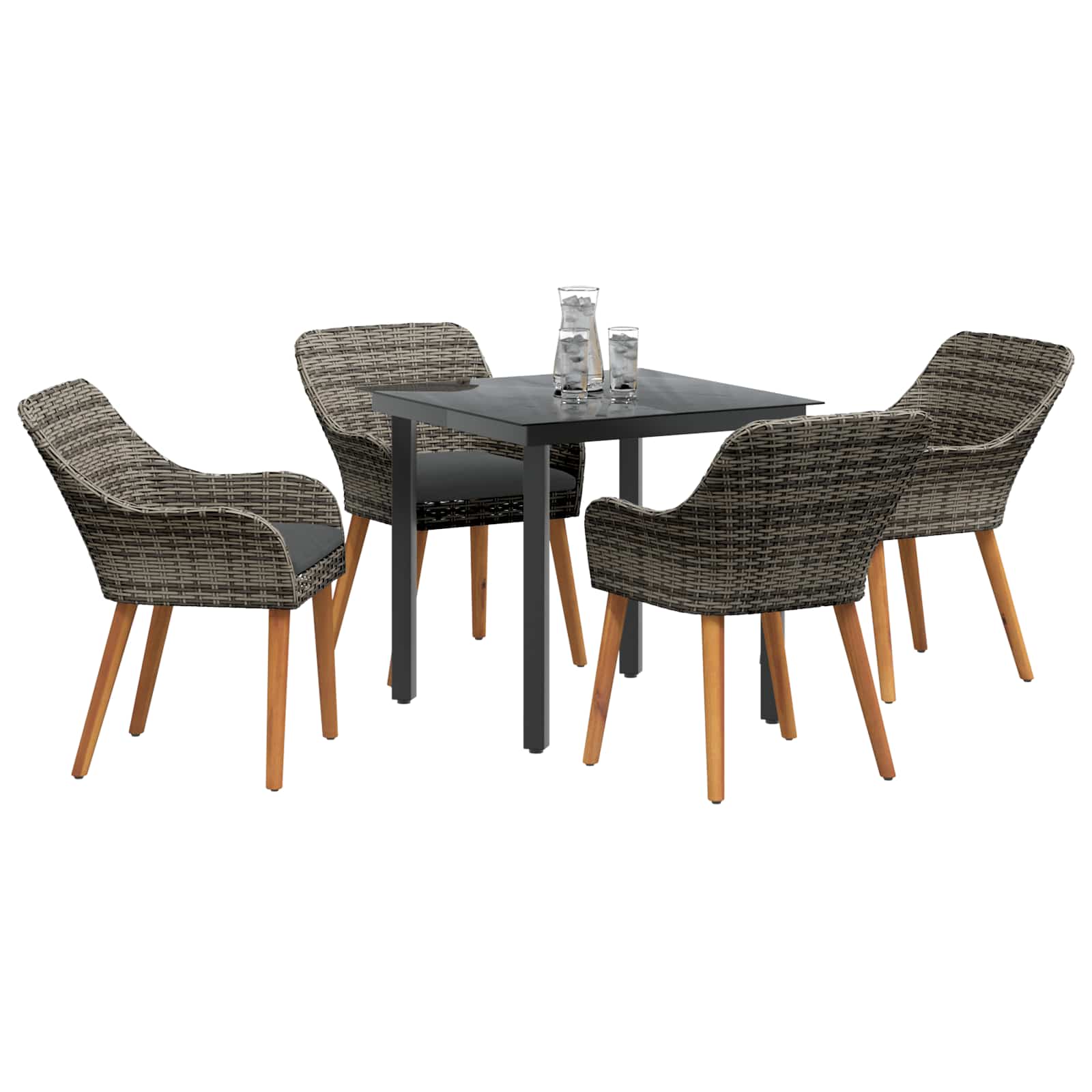 Ensemble de salle à manger pour jardin 5 pcs Gris polyrotin
