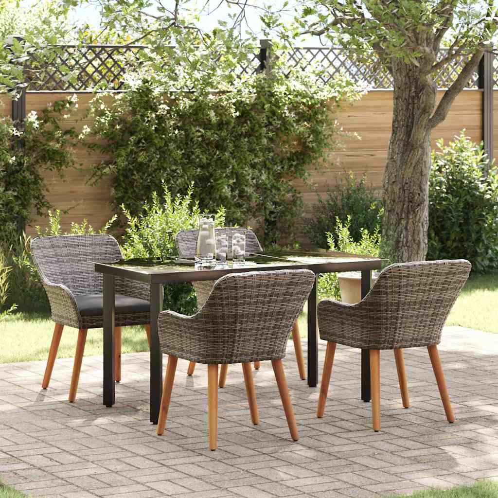 Ensemble de salle à manger pour jardin 5 pc Gris polyrotin - XIOS