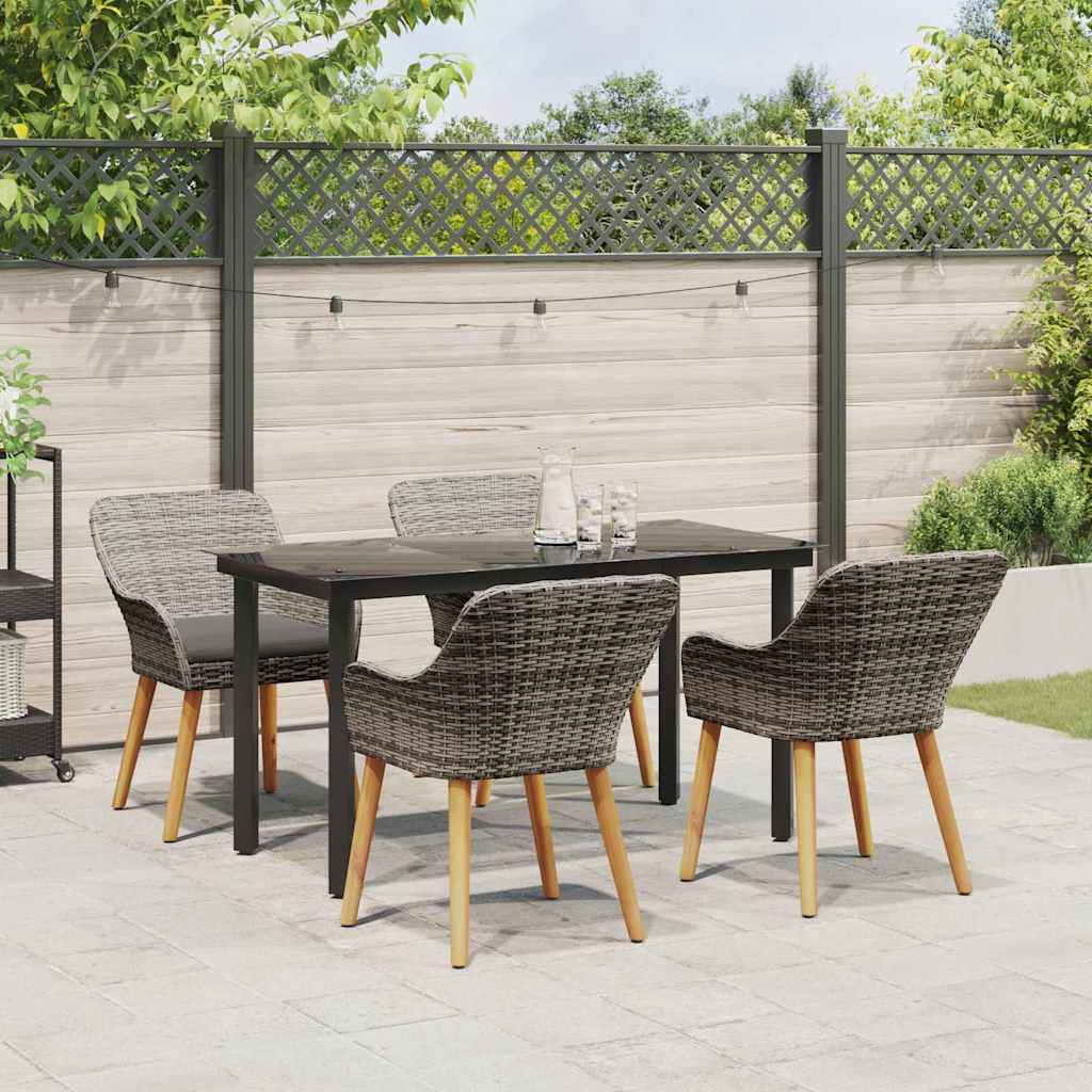 Ensemble de salle à manger pour jardin 5 pc Gris polyrotin - XIOS