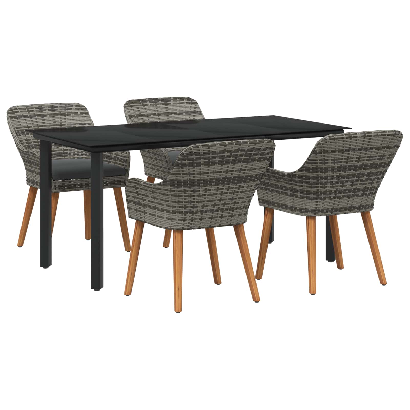 Ensemble de salle à manger pour jardin 5 pcs Gris polyrotin