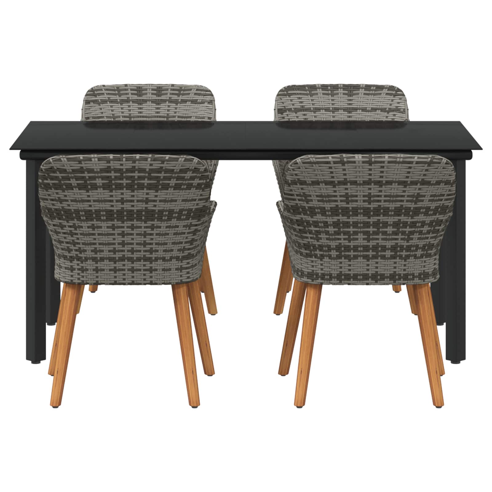 Ensemble de salle à manger pour jardin 5 pcs Gris polyrotin