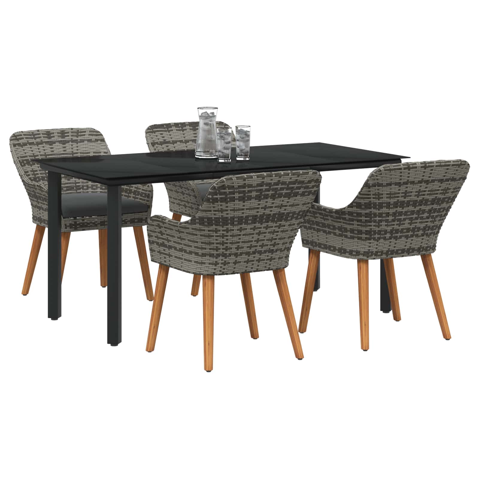 Ensemble de salle à manger pour jardin 5 pcs Gris polyrotin