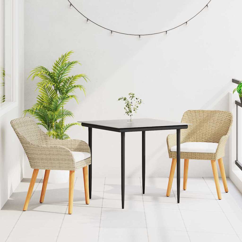 Ensemble de salle à manger pour jardin 3 pc Beige polyrotin - XIOS