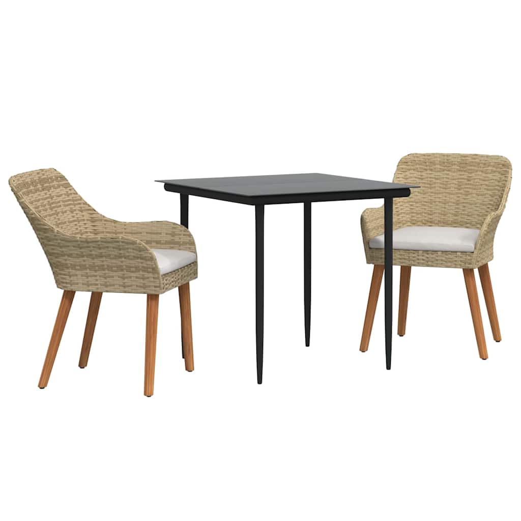 Ensemble de salle à manger pour jardin 3 pc Beige polyrotin - XIOS
