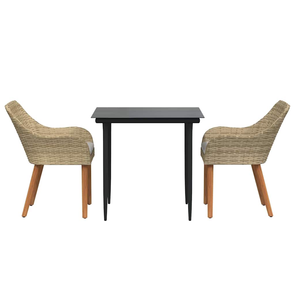 Ensemble de salle à manger pour jardin 3 pc Beige polyrotin - XIOS