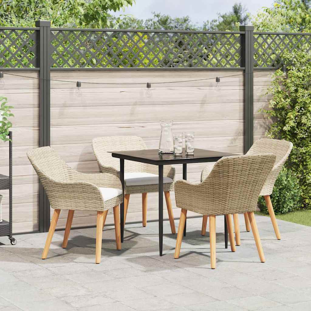 Ensemble de salle à manger pour jardin 5 pc Beige polyrotin - XIOS