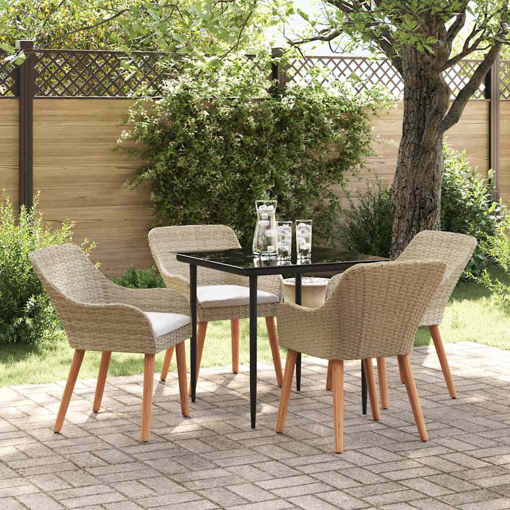 Ensemble de salle à manger pour jardin 5 pc Beige polyrotin - XIOS