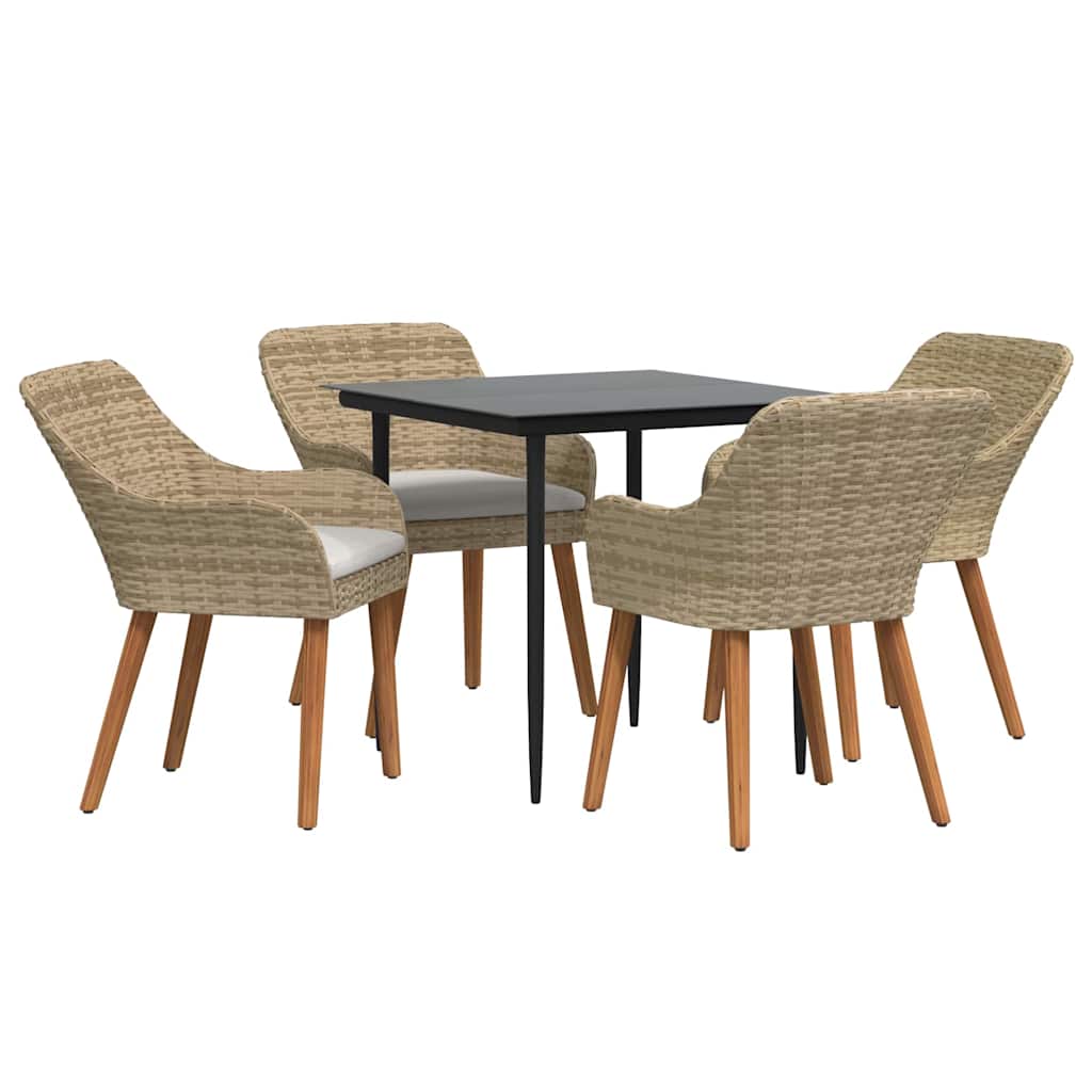 Ensemble de salle à manger pour jardin 5 pc Beige polyrotin - XIOS