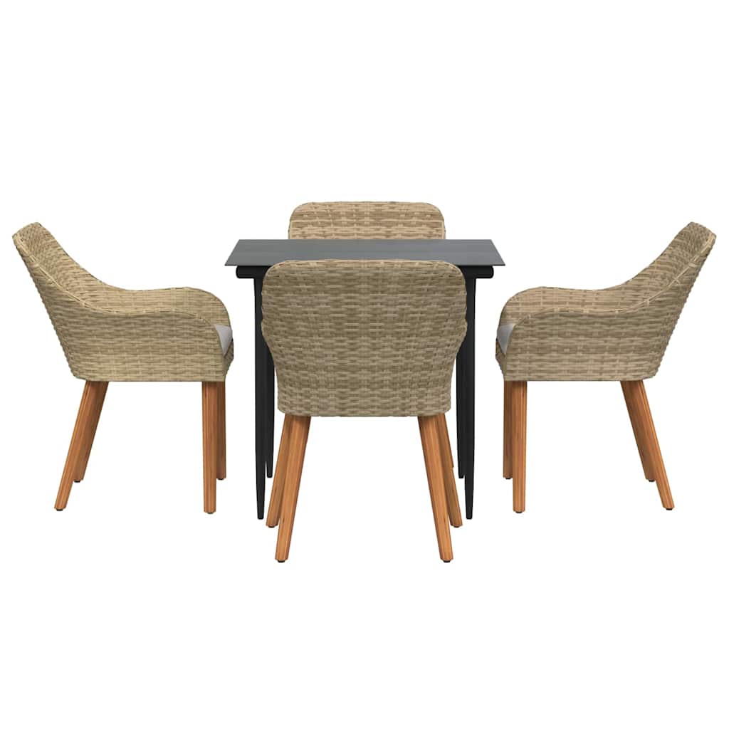 Ensemble de salle à manger pour jardin 5 pcs Beige polyrotin