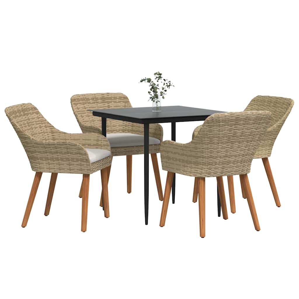 Ensemble de salle à manger pour jardin 5 pc Beige polyrotin - XIOS