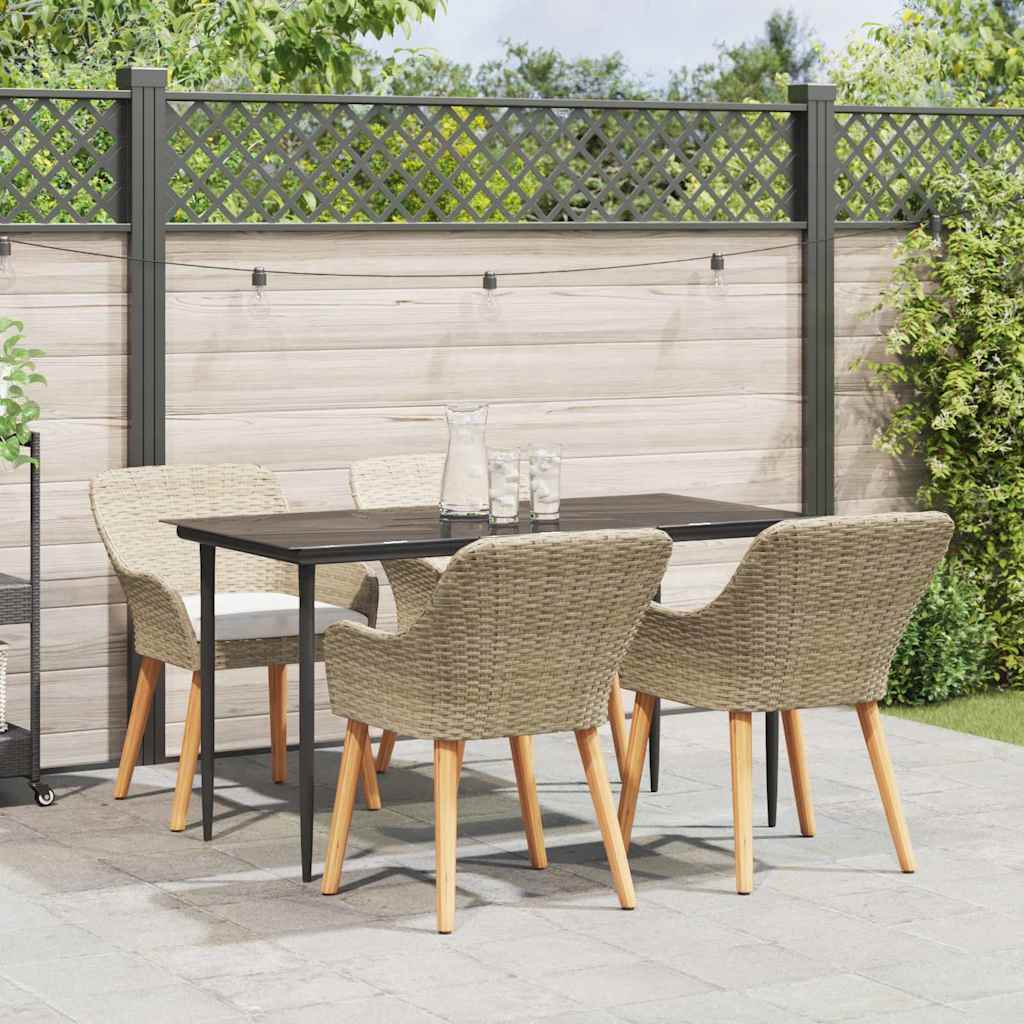 Ensemble de salle à manger pour jardin 5 pc Beige polyrotin - XIOS