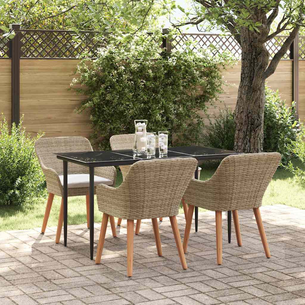 Ensemble de salle à manger pour jardin 5 pc Beige polyrotin - XIOS
