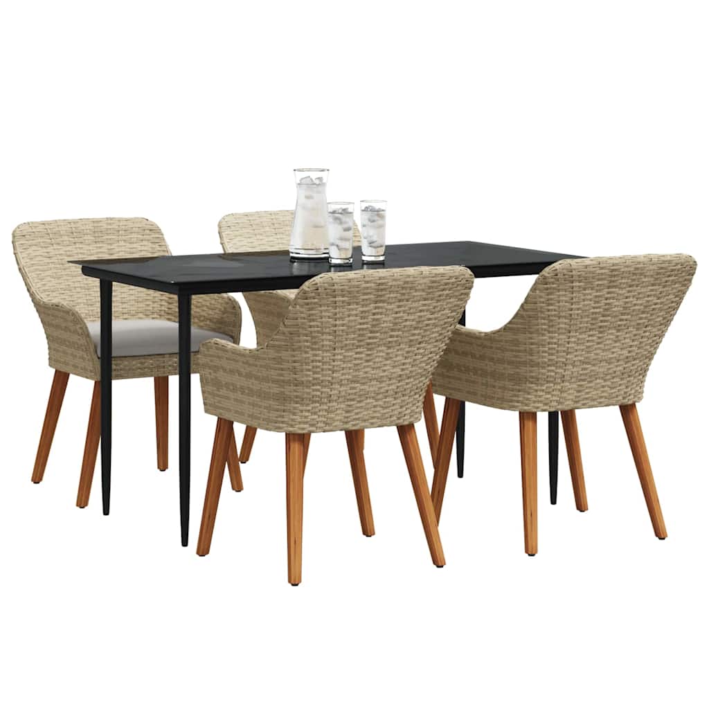 Ensemble de salle à manger pour jardin 5 pc Beige polyrotin - XIOS