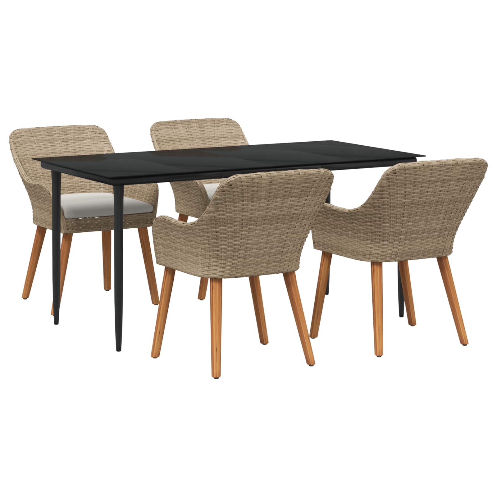 Ensemble de salle à manger pour jardin 5 pc Beige polyrotin - XIOS