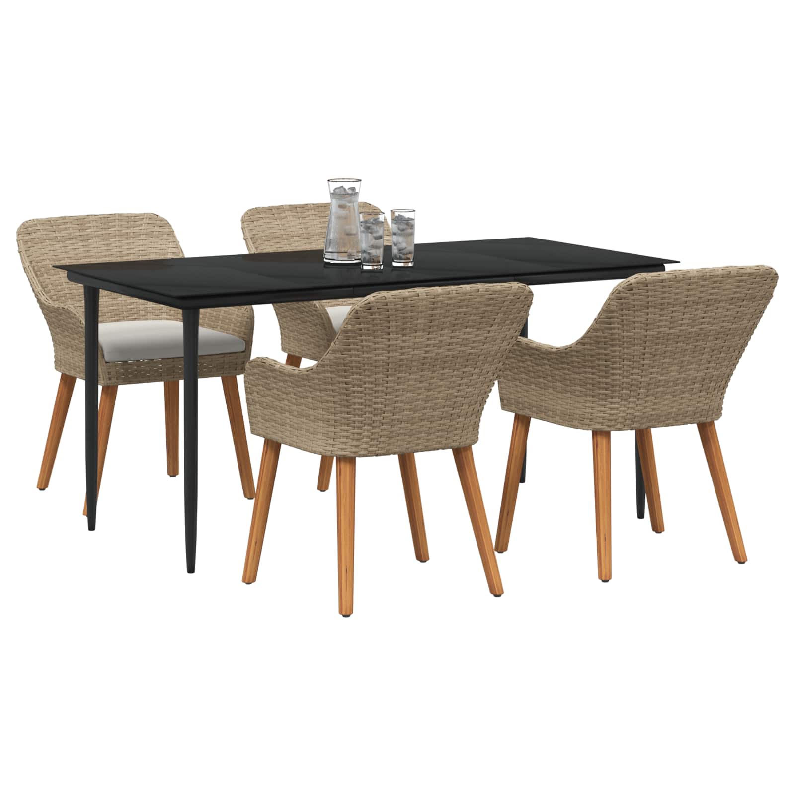 Ensemble de salle à manger pour jardin 5 pc Beige polyrotin - XIOS